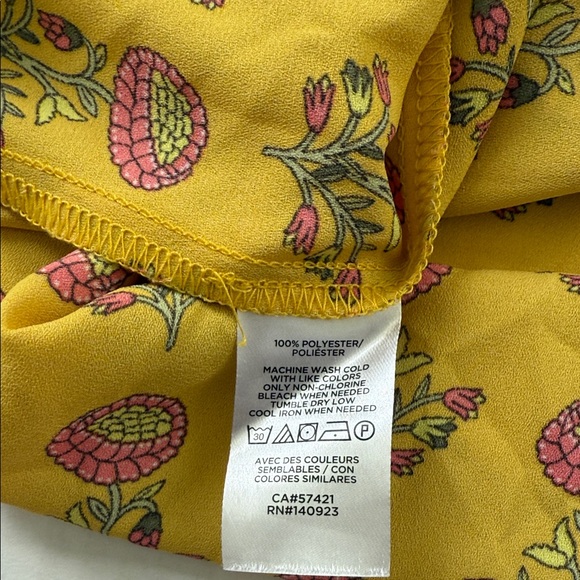 LOFT Mustard Floral Ruffle Blouse - Picture 4 of 4